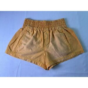 Aerie Real Good Smocked High Waisted Shorts Orange Cotton Garment Dyed XS NWT